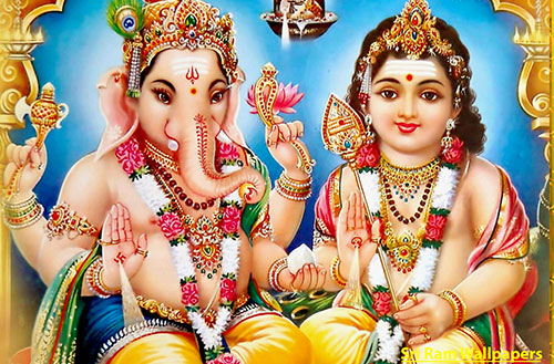 God Wallpaper | Lord Kartikeya and Ganesha